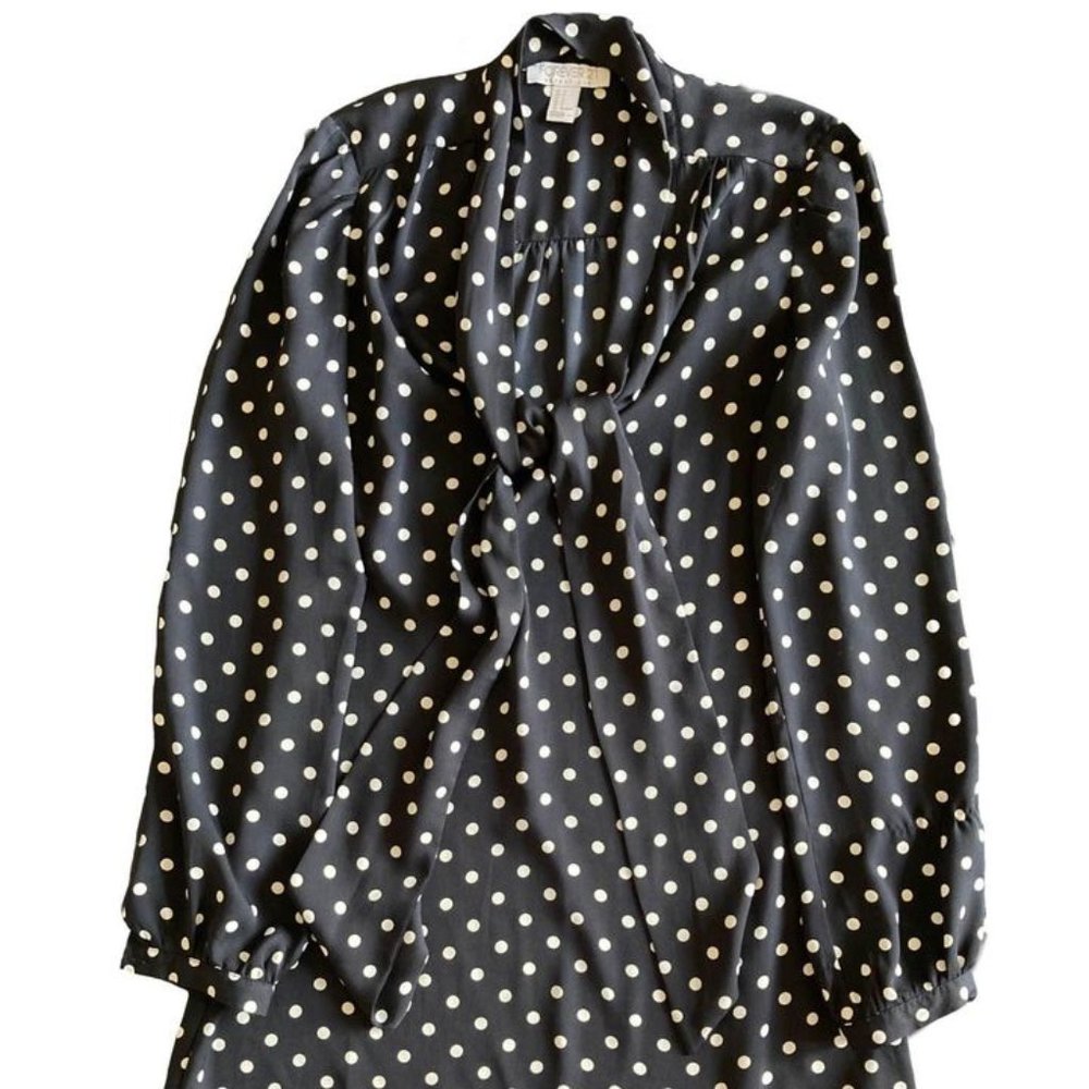Forever 21 Polka Dot Long Sleeve Dress with Pussybow Scarf